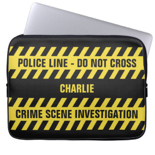 Faux Police Line custom text laptop sleeves