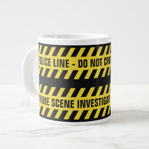 Faux Police Line custom text mugs