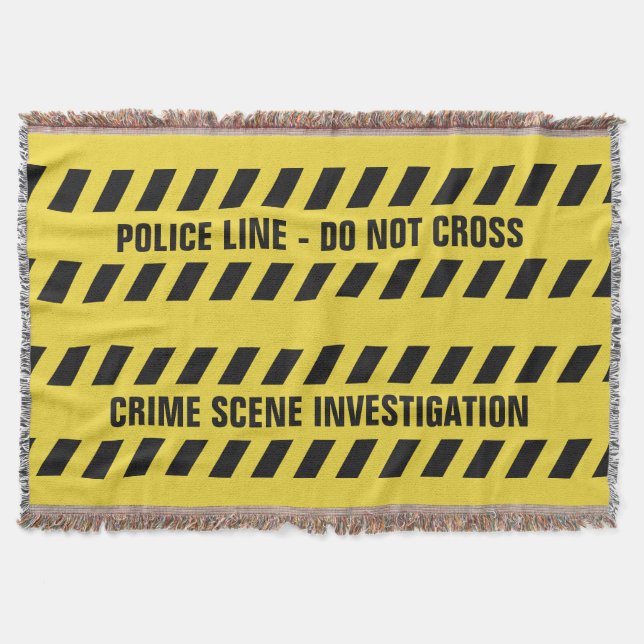 Faux Police Line custom text throw blanket (Front)