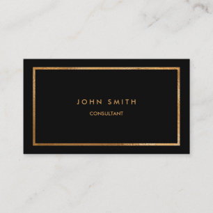 Faux Printed Gold Foil, Basic Black, Two-Sided Business Card