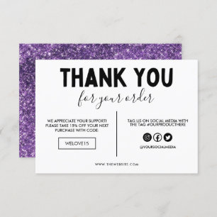 Faux Purple & Black Glitter Thank you Media Insert