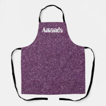 Faux Purple Glitter All-Over Print Female Apron