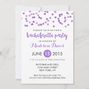 Faux Purple Glitter Bachelorette Party Invitation
