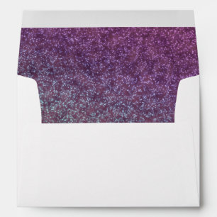 Faux Purple Glitter Confetti Foil Sparkle Envelope