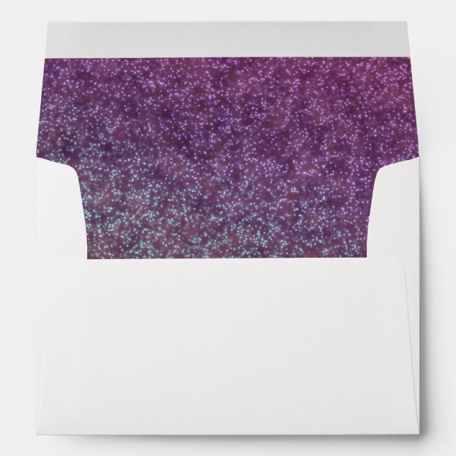 Faux Purple Glitter Confetti Foil Sparkle Envelope (Back (Bottom))
