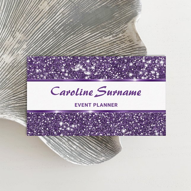 Faux Purple Glitter Glamourous Chic Event Planner Business Card (Creator Uploaded)