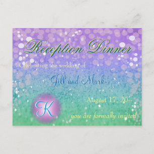 Faux Purple Glitter Lantern Confetti Reception Invitation Postcard