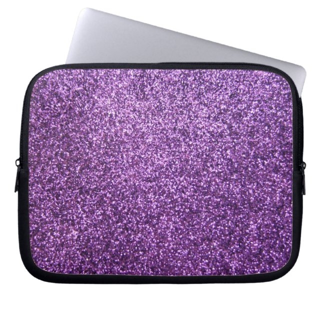 Faux Purple Glitter Laptop Sleeve (Front)