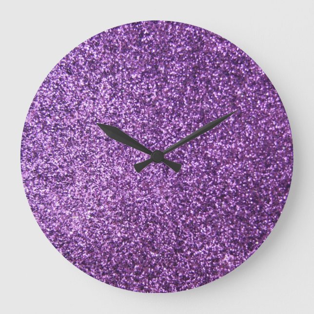 Faux Purple Glitter Large Clock (Front)