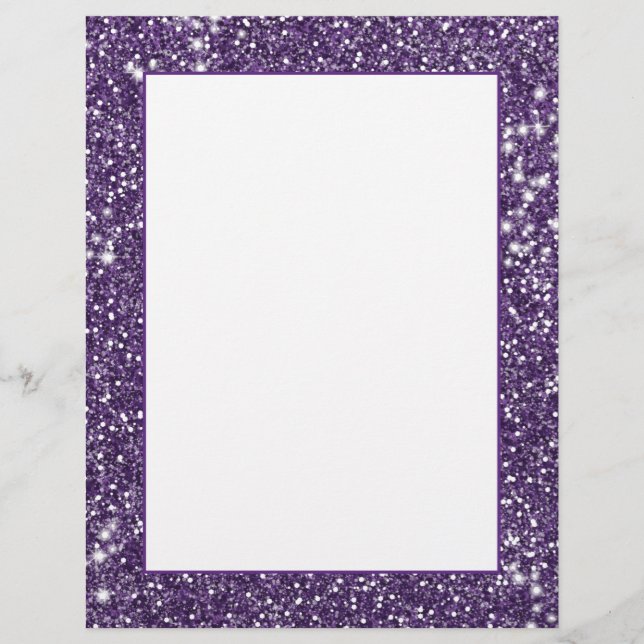 Faux Purple Glitter Texture Look Custom Letterhead (Front)