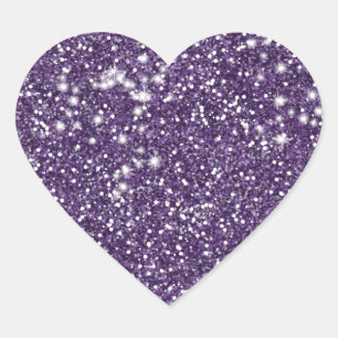 Faux Purple Glitter Texture Look - Printed Image - Heart Sticker