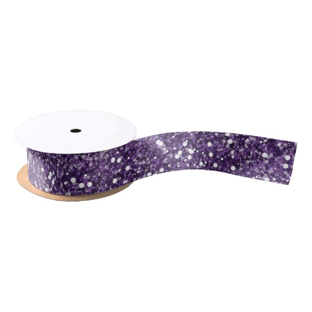 Faux Purple Glitter Texture Look - Printed Image - Satin Ribbon (Spool)