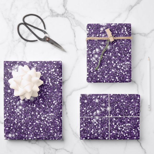 Faux Purple Glitter Texture Look - Printed Image - Wrapping Paper Sheet (Front)