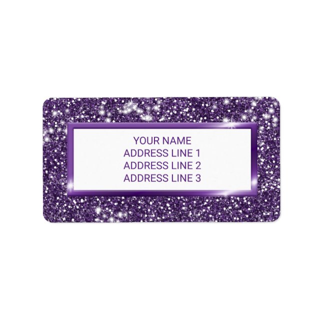 Faux Purple Glitter Texture Look With Custom Text Label (Front)
