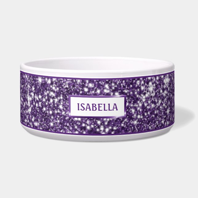 Faux Purple Glitter Texture Look & Your Pet's Name (Front)