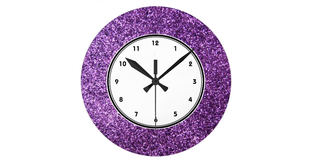 Faux Purple Glitter wall clock Zazzle.co.uk