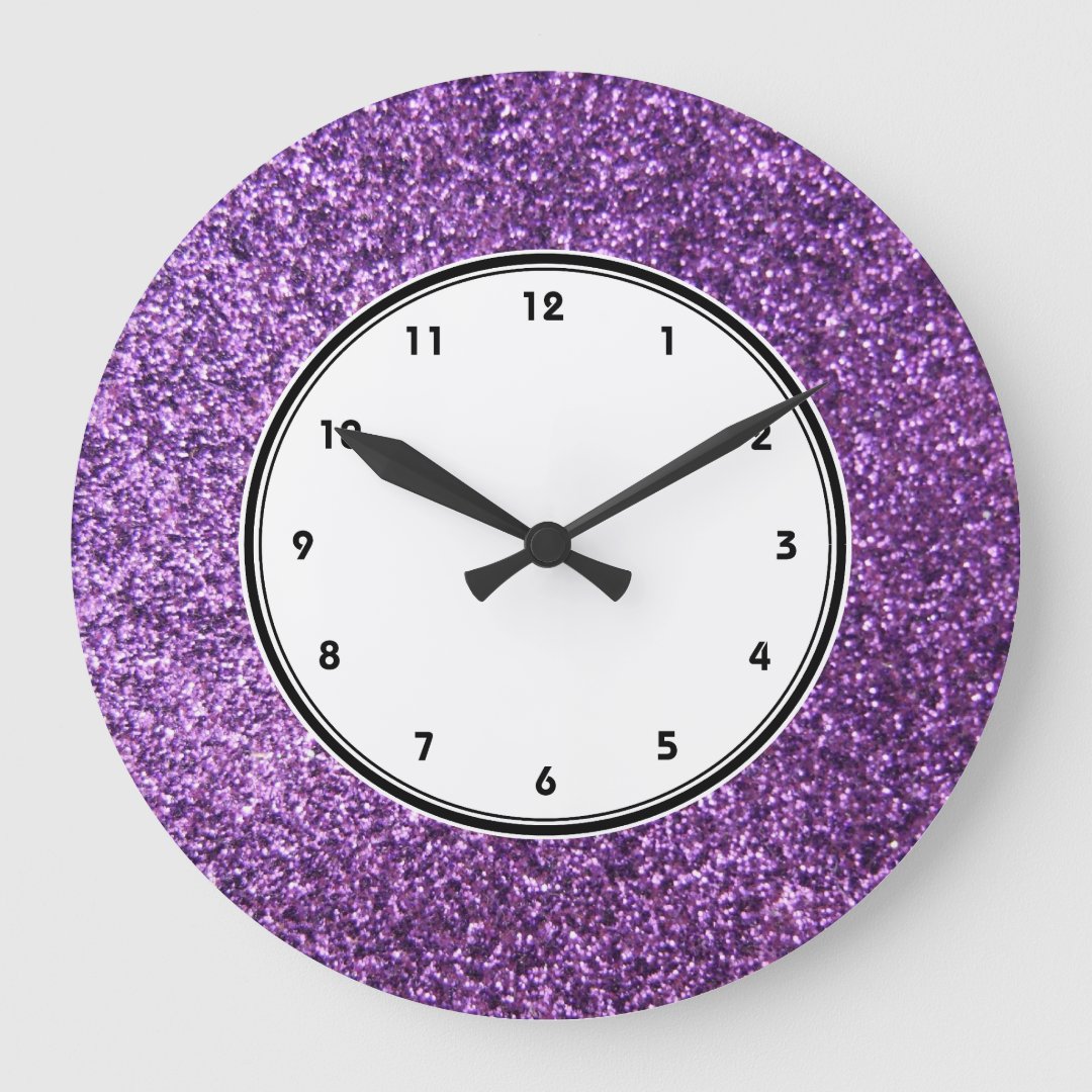 Faux Purple Glitter wall clock Zazzle