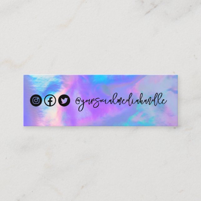 Faux Purple Holographic Social Media Business Card (Front)
