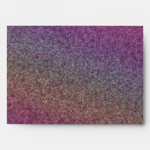 Faux Purple Rainbow Glitter Confetti Envelope
