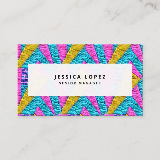 Faux Quilted Colourful Professional Business Card (Front)