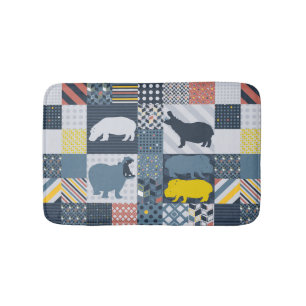 Faux-Quilted Hippo Bath Mat