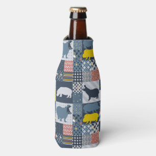 Faux-Quilted Hippos Bottle Cooler