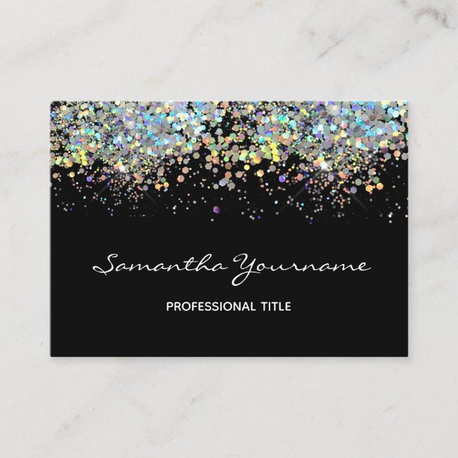 Faux Rainbow Metalitic Glitter Business Card (Front)