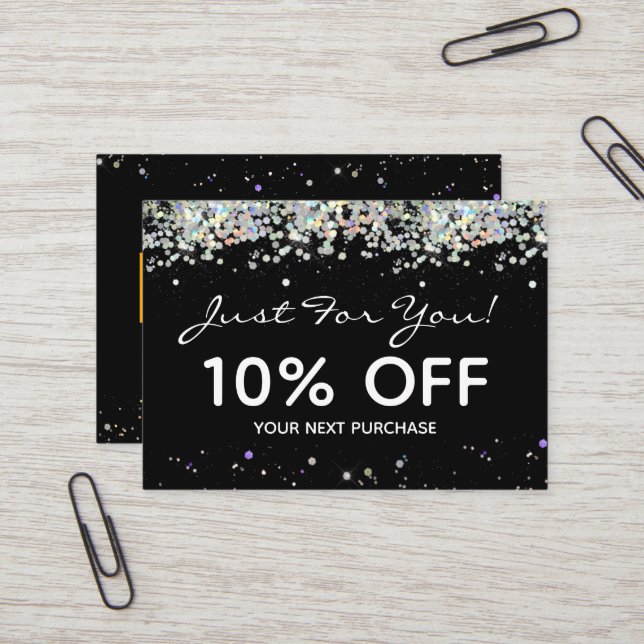 Faux Rainbow Metalitic Glitter Coupon Card (Front/Back In Situ)