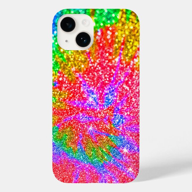 Faux Rainbow Tie Dye Glitter Swirl Pattern Case-Mate iPhone Case (Back)