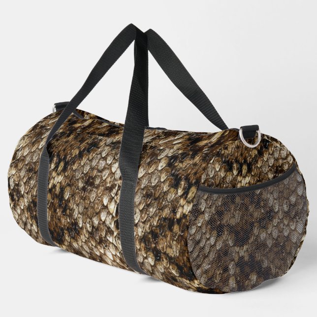 Faux Rattlesnake Snakeskin Duffle Bag (Right Corner)