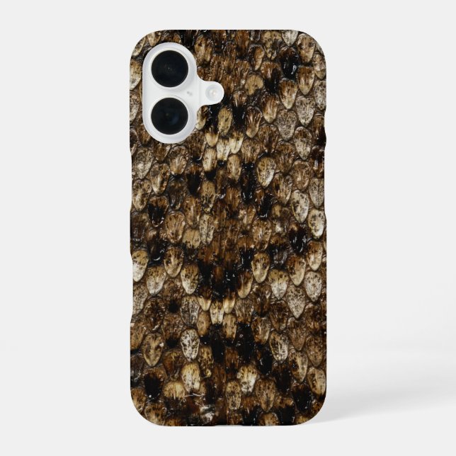 Faux Rattlesnake Snakeskin iPhone 16 Case (Back)
