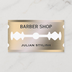 Faux razor blade gold metallic  business card