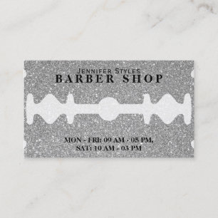 Faux razor silver glitter texture Business Card
