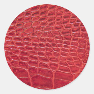 Faux red alligator leather classic round sticker