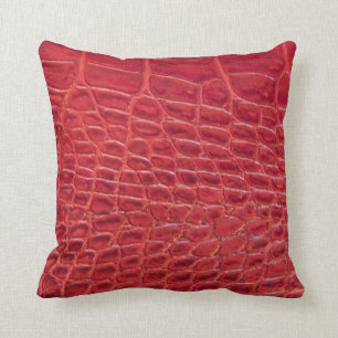 Faux red alligator leather cushion