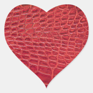 Faux red alligator leather heart sticker