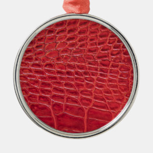 Faux red alligator leather metal tree decoration