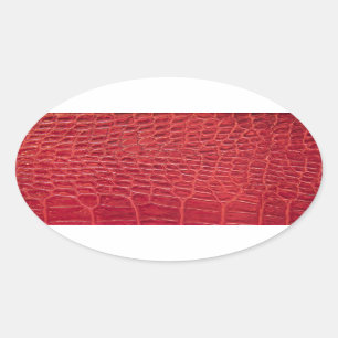 Faux red alligator leather oval sticker