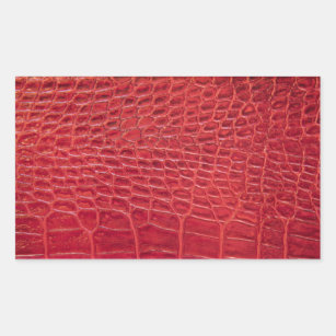 Faux red alligator leather rectangular sticker