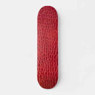 Faux red alligator leather skateboard