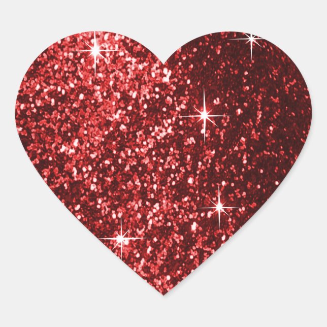 Faux Red Glitter Heart Sticker (Front)