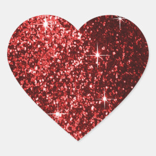 Faux Red Glitter Heart Sticker