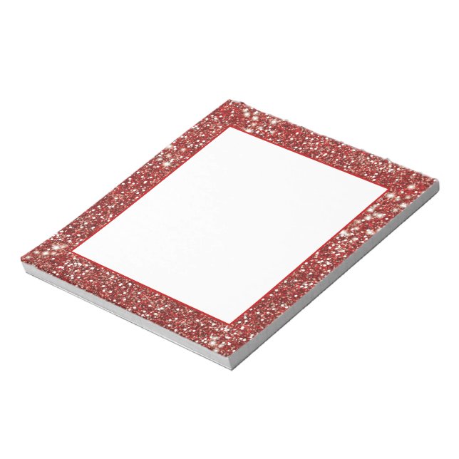 Faux Red Glitter Texture Look-like Design Notepad (Rotated)