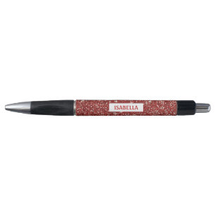 Faux Red Glitter Texture Look With Custom Name