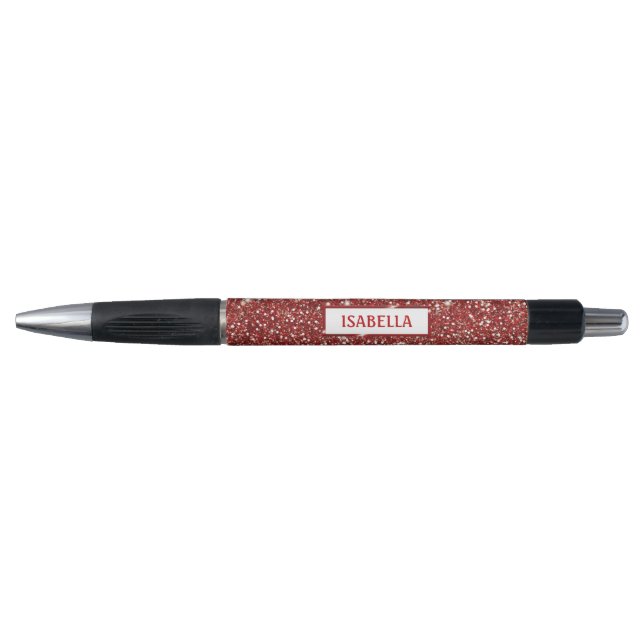 Faux Red Glitter Texture Look With Custom Name (Front)