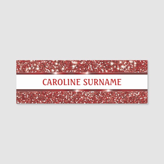 Faux Red Glitter Texture With Custom Name - Tag (Front)