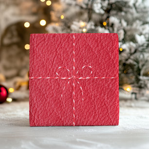 Faux Red Leather Texture Wrapping Paper Sheet