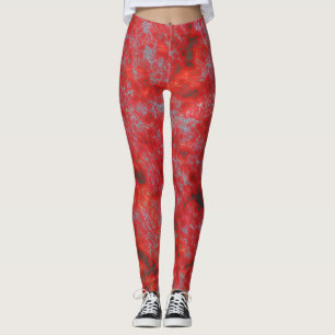 Faux Red Marble Leggings