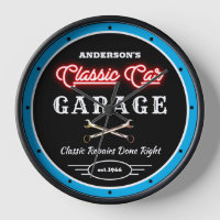 Faux Red Neon Classic Car Garage Slogan Name   