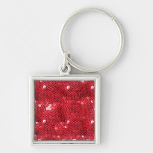 Faux Red Sequin Pattern Image Key Ring